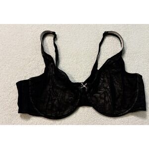Cacique Black Modern Lace Lined Full Coverage T-Shirt Bra Underwire Size 44DD